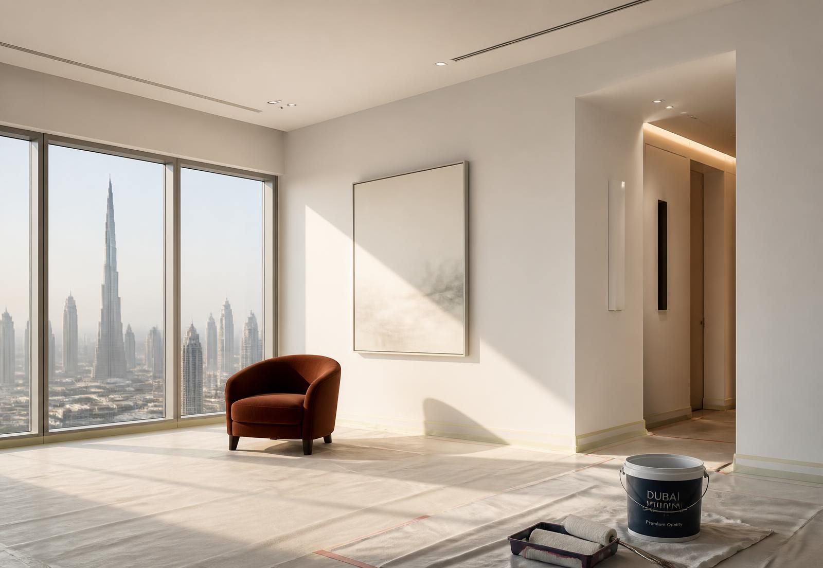 Freshly painted premium Dubai apartment interior